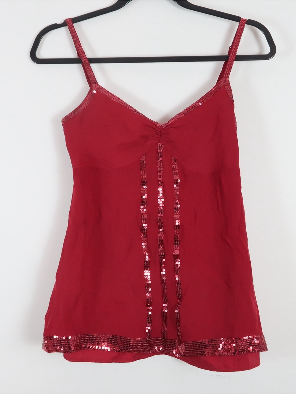 y2k red sequin cami top | 2000s party 100% silk